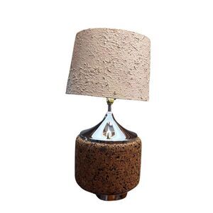Mid Century Modern MCM Chrome Mounted & Cork Table Lamp